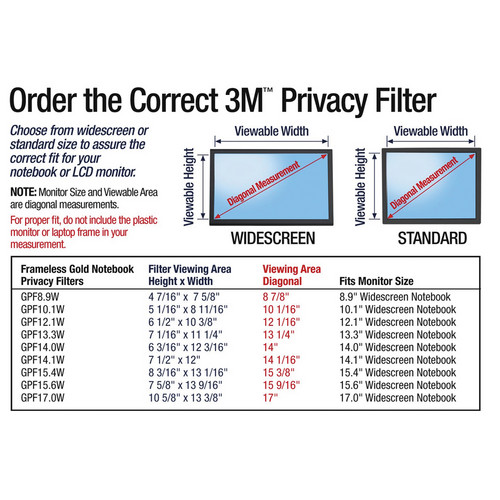 3M Widescreen Desktop/Notebook LCD Gold Privacy Filter (19")