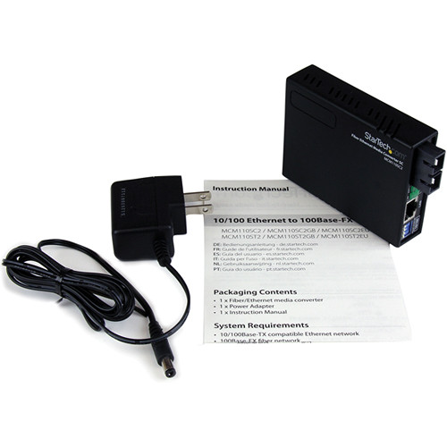 StarTech 10/100 Multi-Mode Fiber to Ethernet Media Converter (Black)