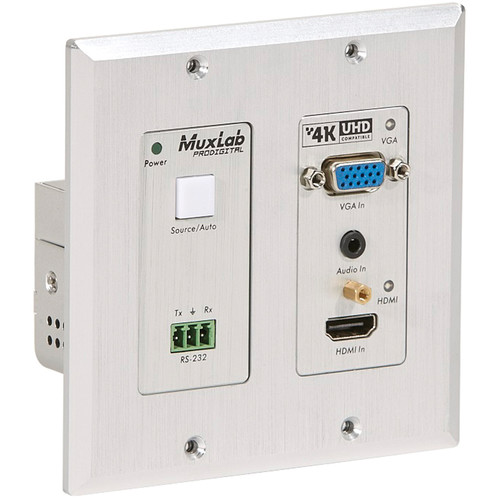 MuxLab HDMI VGA/Audio over CAT5e/6 UHD-4K Wall-Plate Transmitter