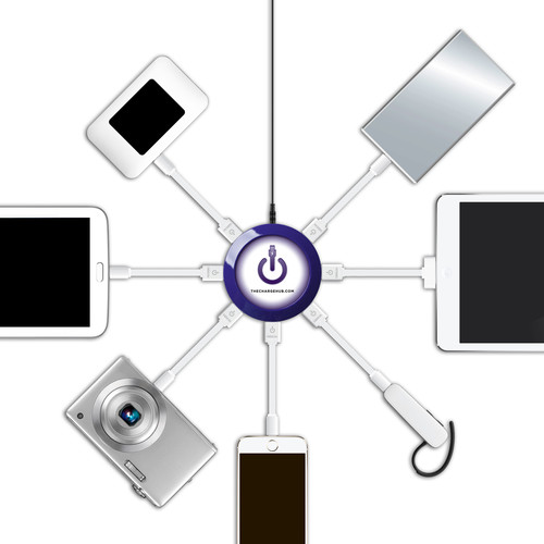 ChargeHub X7 7-Port Round USB Charging Station (Purple)
