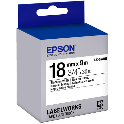 Epson LabelWorks Standard LK Tape Black on White Cartridge (3/4" x 16')
