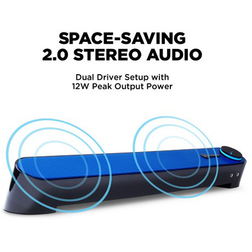 GOgroove SonaVERSE UBR USB-Powered Soundbar (Blue)