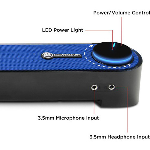 GOgroove SonaVERSE UBR USB-Powered Soundbar (Blue)