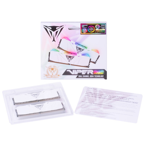 Patriot 16GB Viper RGB DDR4 3200 MHz UDIMM Memory Kit (2 x 8GB, White)
