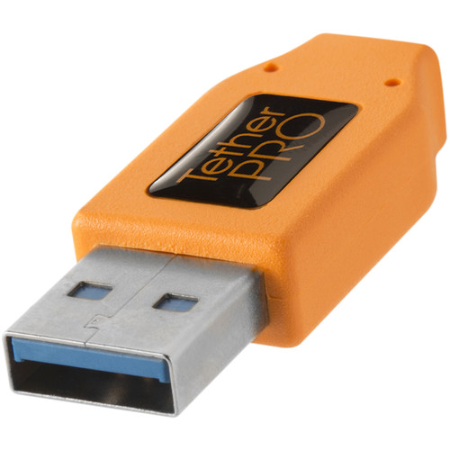 Tether Tools TetherPro SuperSpeed USB 3.0 Male A to Male B Cable (15', High-Visibility Orange)
