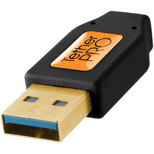 Tether Tools USB 3.0 Type-A Male to Micro-USB Right-Angle Male Cable (1', Black)