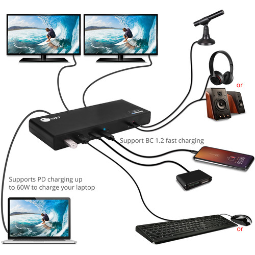 SIIG USB 3.1 Type-C Dual 4K Docking Station with Power Delivery (60W)