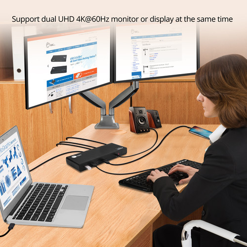 SIIG USB 3.1 Type-C Dual 4K Docking Station with Power Delivery (60W)