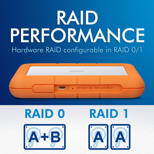 LaCie 8TB Rugged RAID Shuttle USB 3.1 Gen 2 Type-C External Hard Drive