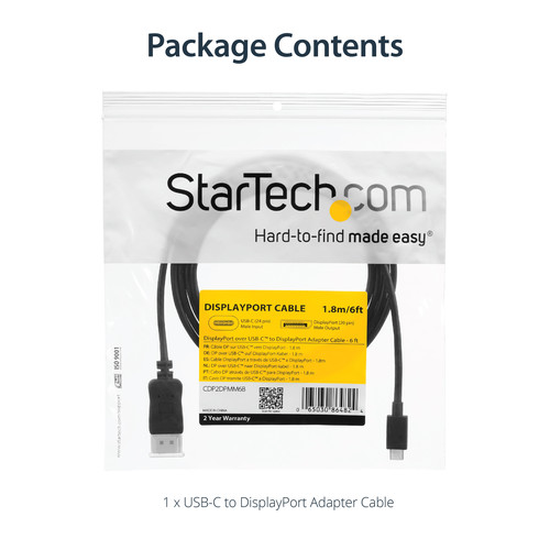 StarTech USB Type-C to DisplayPort Cable (6')