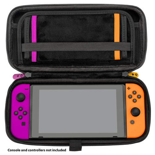 Spieltek Nintendo Switch Carrying Case with Stand (Black, Purple/Orange Accents)