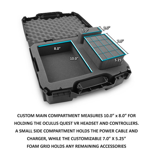 Casematix Carry Case with Custom Foam for Oculus Quest VR Headset & Accessories (Gen 1)