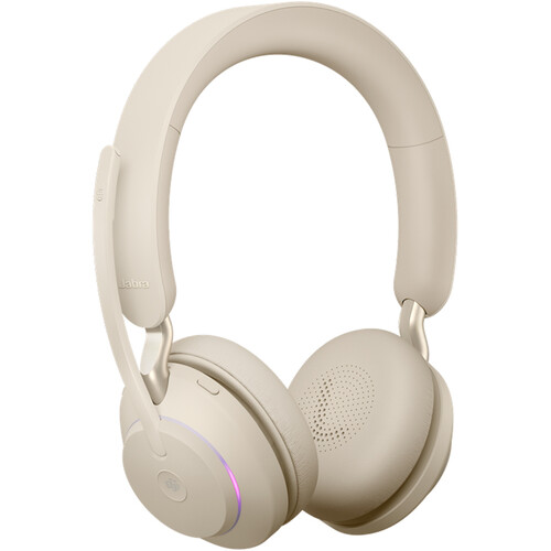 Jabra Evolve2 65 Stereo Wireless On-Ear Headset with Stand (Unified Communication, USB Type-C, Beige)
