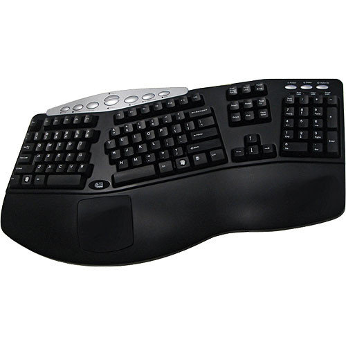 Adesso PCK-208B Tru-Form Media Contoured Ergonomic Keyboard with Hot Keys