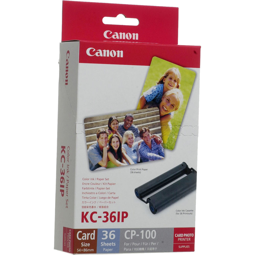 Canon KC-36IP Color Ink & Paper Set for CPSelect Compact Photo Printers (Card-size paper, 36 sheets)