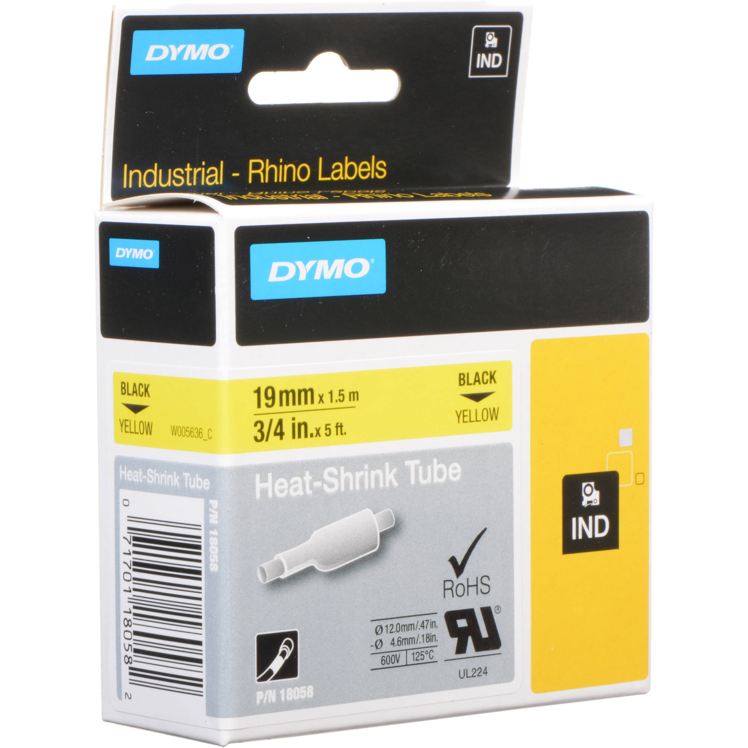 Dymo Yellow 3/4" Heat Shrink Tubes