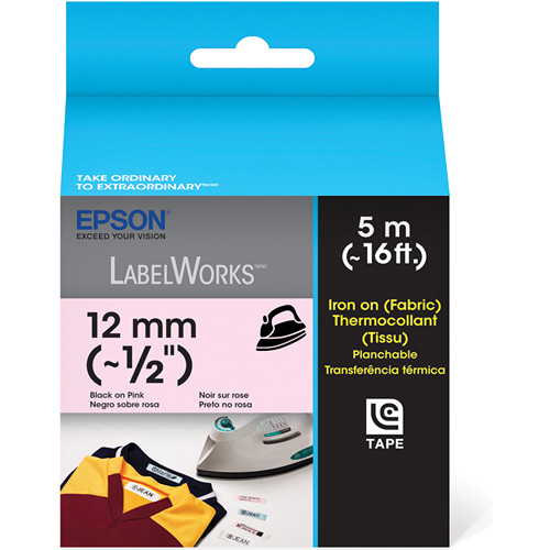 Epson Black On Pink 1/2" Iron-On Tape (16.4')
