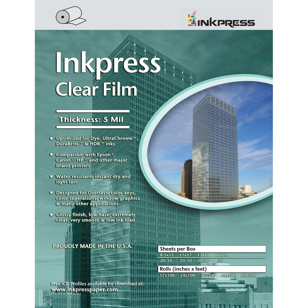 Inkpress Media Clear Film (17" x 100' Roll)
