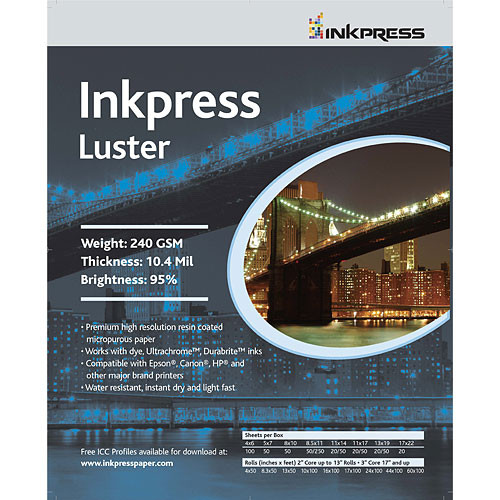 Inkpress Media Luster Paper (8 x 10", 50 Sheets)