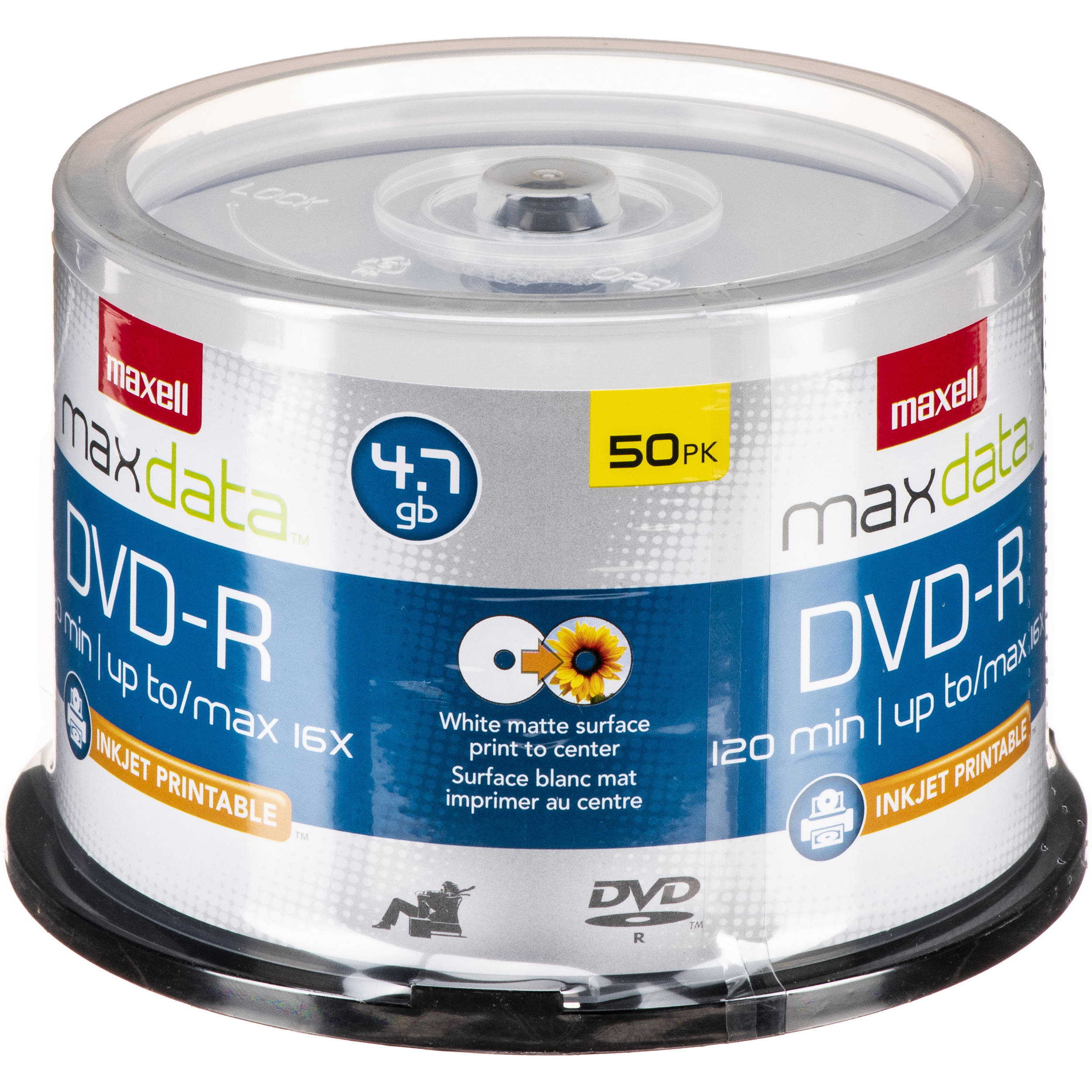 Maxell DVD-R Inkjet Printable Recordable Disc (Spindle Pack of 50)