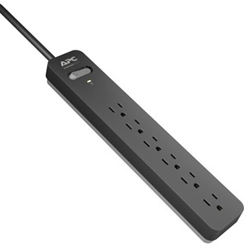 APC 6-Outlet SurgeArrest Surge Protector (Black, 15' Cable)