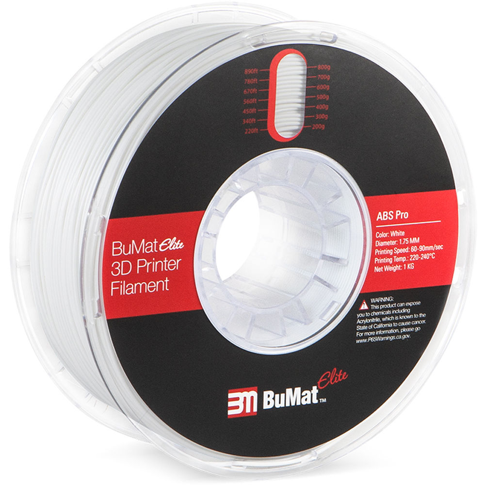 BuMat Elite Professional 1.75mm ABS Filament (1kg, White)
