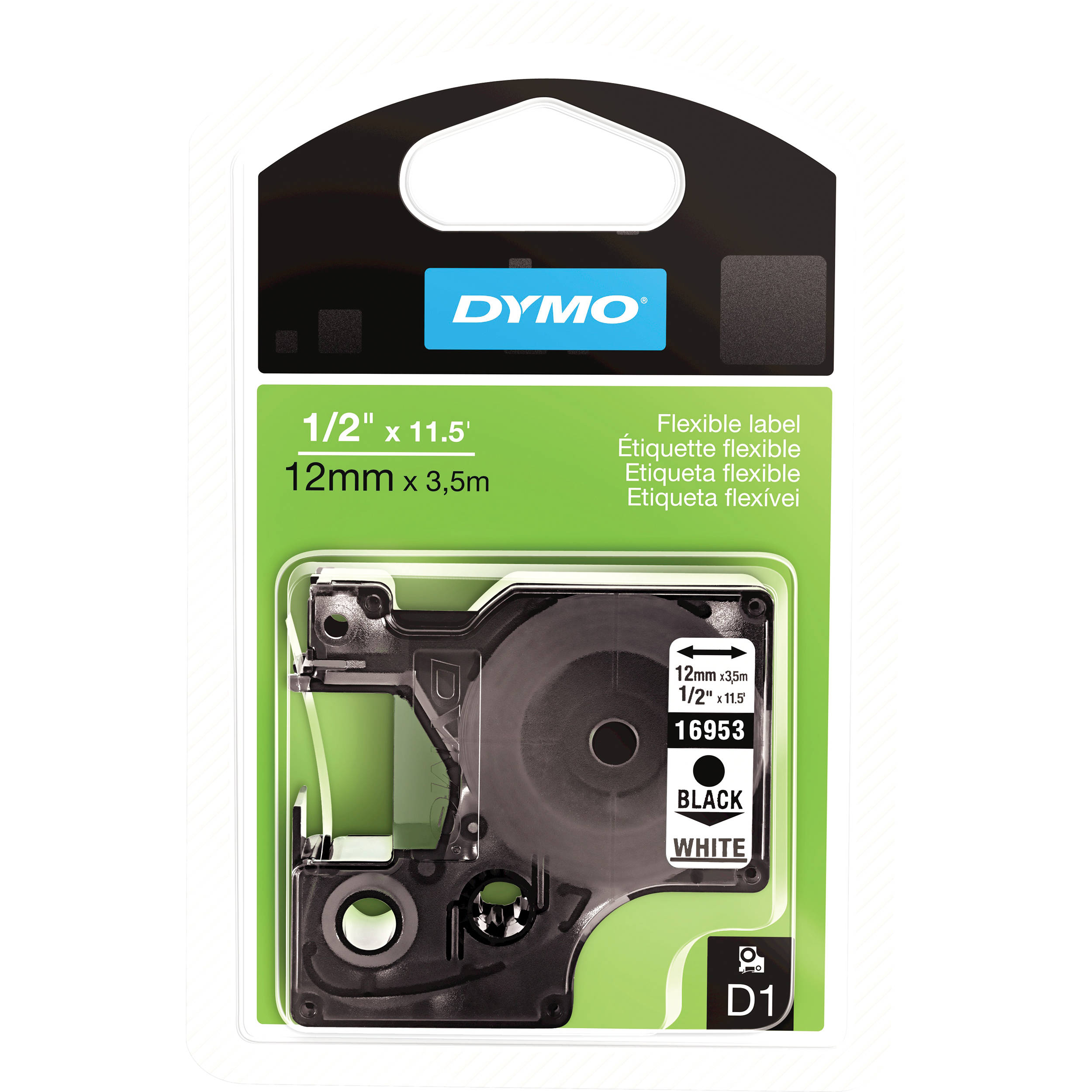 Dymo Flexible High Performance D1 Labels (Black on White, 1/2" x 11.5')