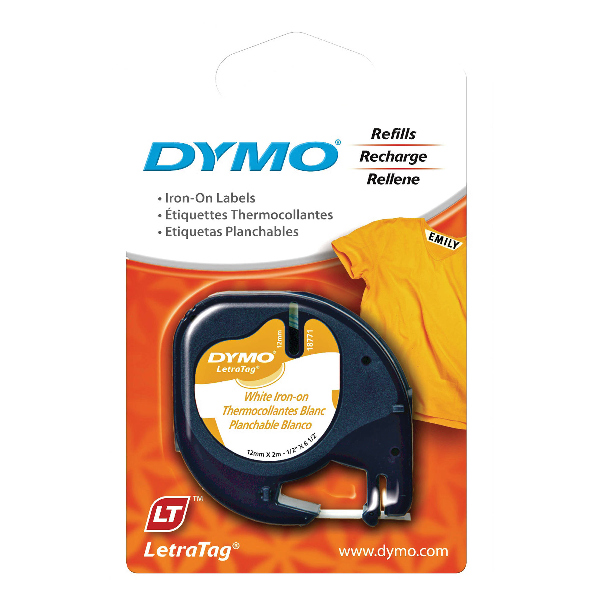 Dymo Fabric Iron-On LetraTag Tape (Black on White, 1/2" x 6.5')