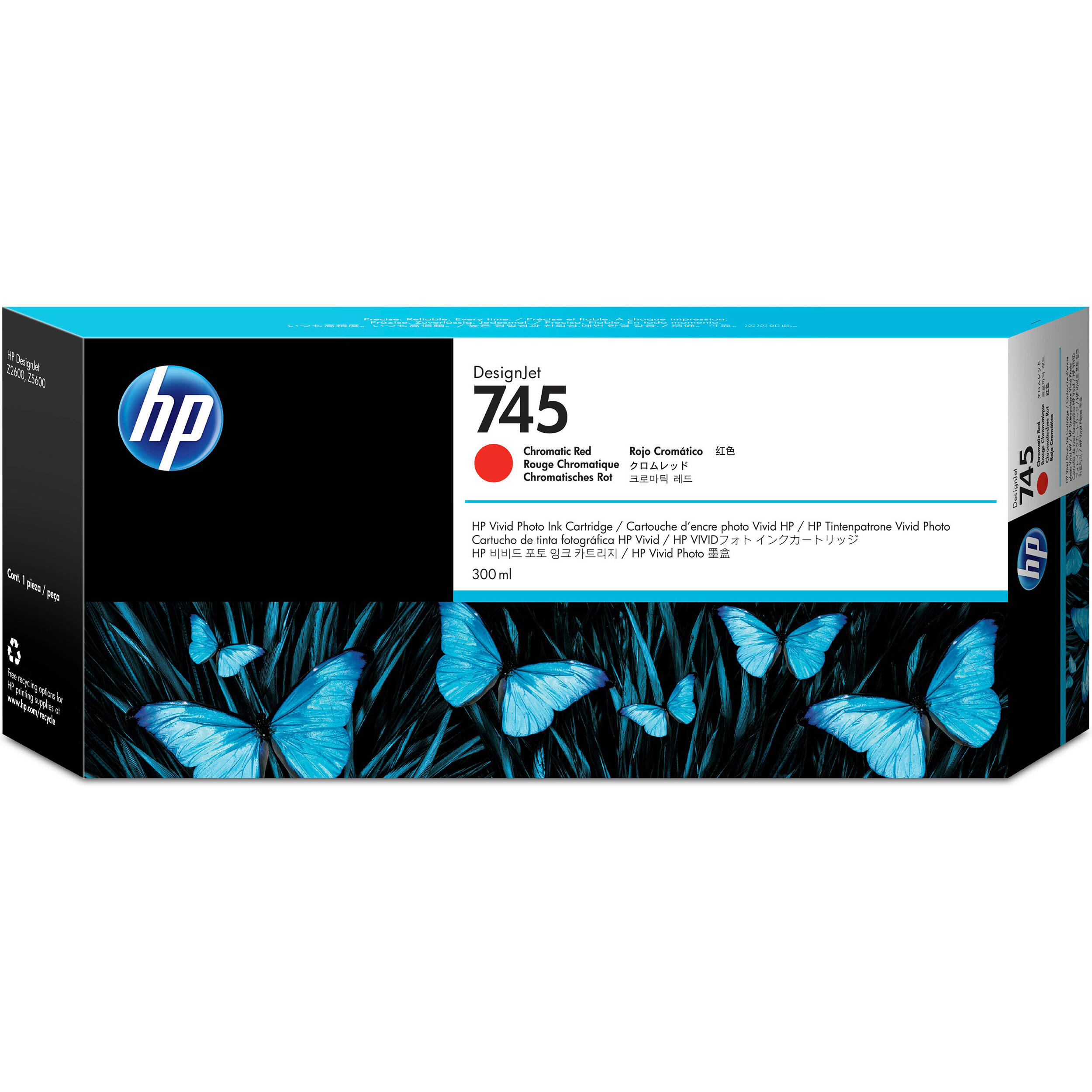 HP 745 DesignJet High-Capacity Chromatic Red Ink Cartridge (300mL)
