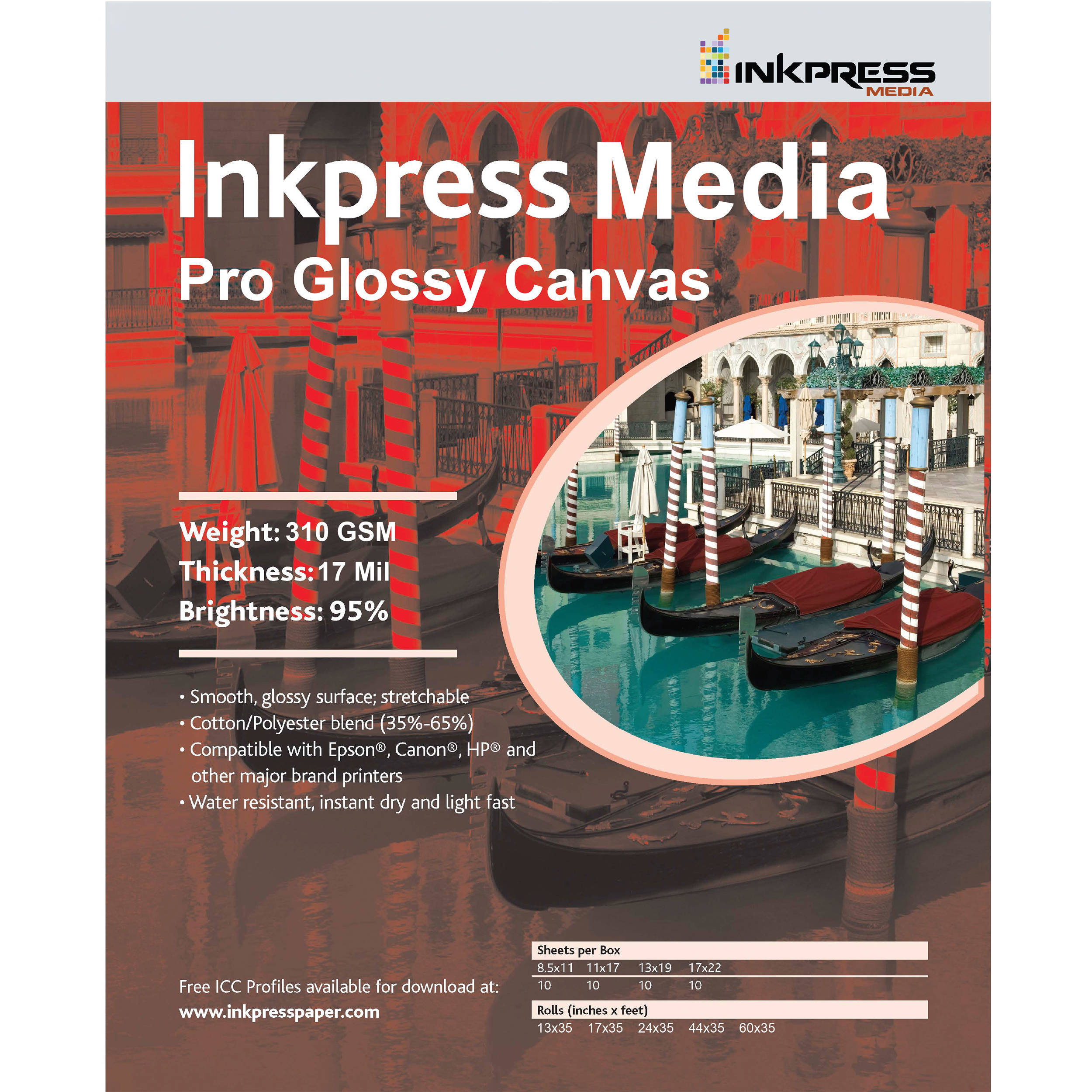 Inkpress Media Pro Glossy Canvas (17" x 35', Roll)