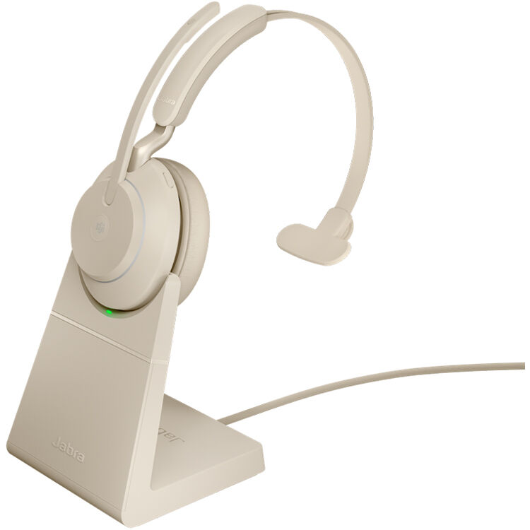 Jabra Evolve2 65 Mono Wireless On-Ear Headset (Microsoft Teams, USB Type-C, Beige)