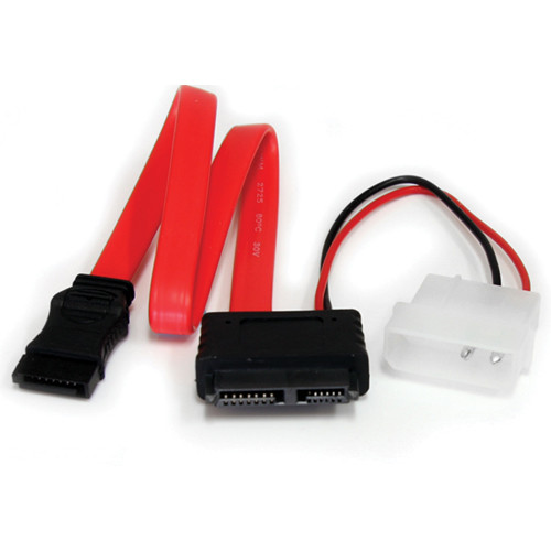 StarTech 12" (30.5cm) Slimline SATA to SATA with LP4 Power Cable Adapter (Red)