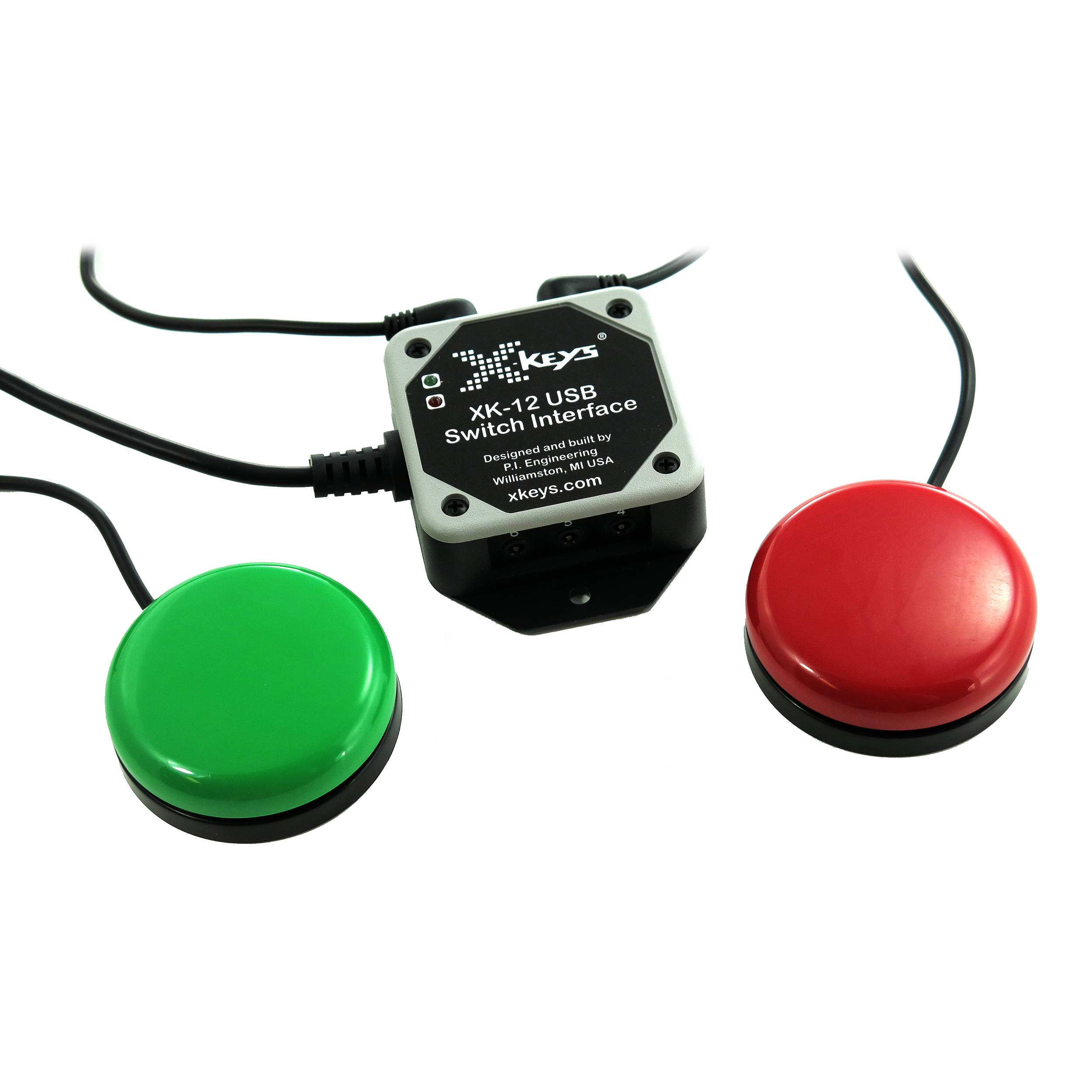 X-keys USB 12 Switch Interface with Red and Green Orby Button